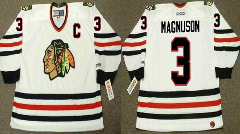 2019 Men Chicago Blackhawks #3 Magnuson white CCM NHL jerseys->chicago blackhawks->NHL Jersey